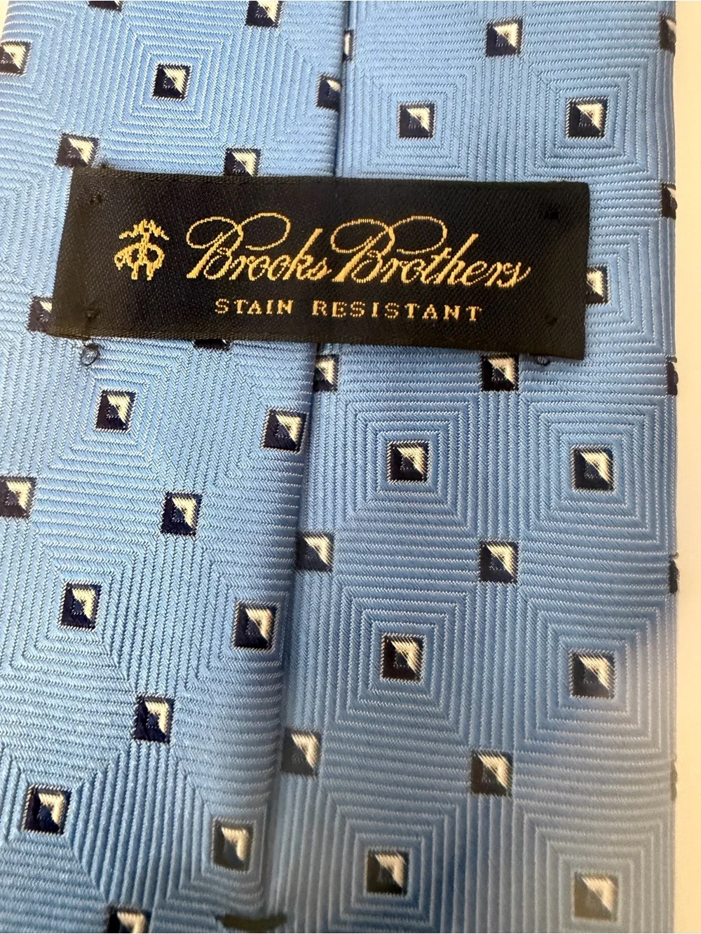 Brooks Brothers Sky Blue Geometric Square Silk Tie Stain Resistant